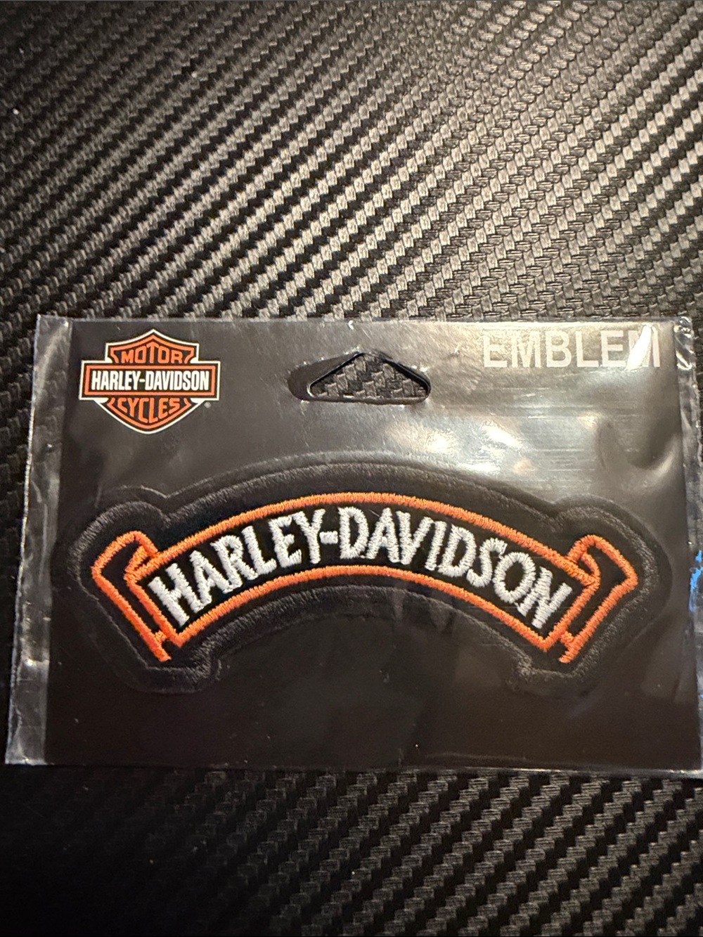 Harley-Davidson Black and Orange Curved Embroidered Name Patch